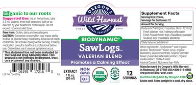 Oregon's Wild Harvest Biodynamic SawLogs Extract source label used in the packaging illustration