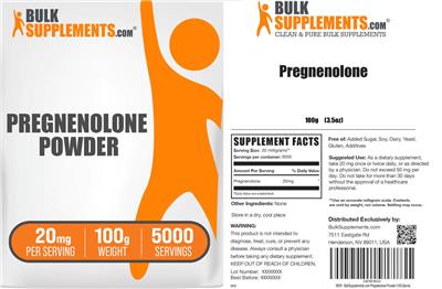 BulkSupplements.com Pregnenolone Powder 20 mg product packaging