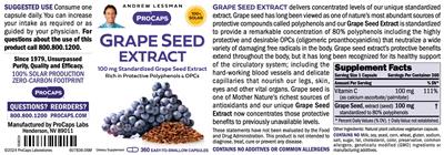 ProCaps Grape Seed Extract source label used in the packaging illustration