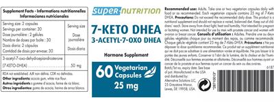 Super-Nutrition 7-Keto DHEA 25 mg source label used in the packaging illustration