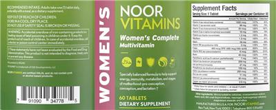 Noor Vitamins Women's Complete Multivitamin source label used in the packaging illustration