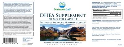 Nature's Lab DHEA Supplement 50 mg source label used in the packaging illustration