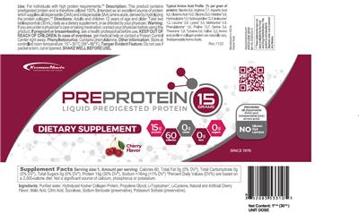 Kramer Novis PreProtein Cherry Flavor source label used in the packaging illustration