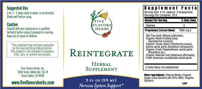 Five Flavors Herbs Reintegrate source label used in the packaging illustration