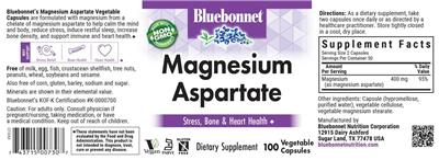 Bluebonnet Magnesium Aspartate source label used in the packaging illustration