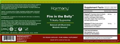 Harmony Nutraceuticals Fire in the Belly source label used in the packaging illustration