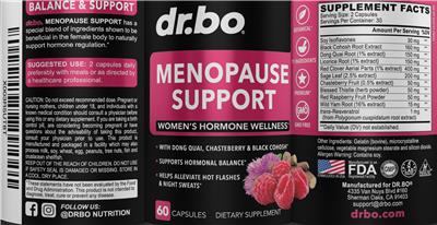 dr.bo Menopause Support source label used in the packaging illustration