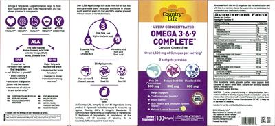 Country Life Ultra Concentrated Omega 3-6-9 Complete Natural Lemon Flavored! product packaging