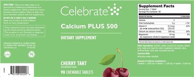 Celebrate Calcium PLUS 500 Cherry Tart source label used in the packaging illustration