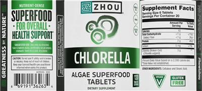 ZHOU Chlorella source label used in the packaging illustration