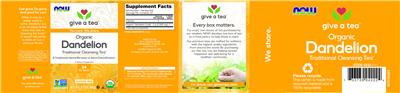 NOW Give a Tea Organic Dandelion product packaging