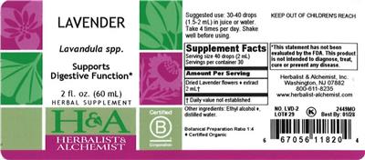Herbalist & Alchemist Lavender source label used in the packaging illustration