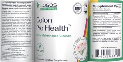 Logos Nutritionals Colon Pro Health source label used in the packaging illustration