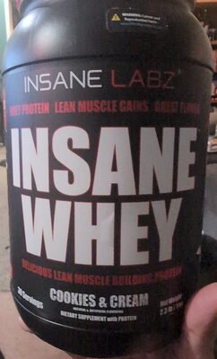 Insane Labz Insane Whey Cookies & Cream source label used in the packaging illustration