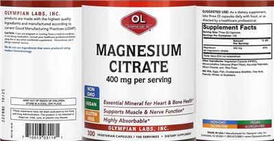 OL Olympian Labs Magnesium Citrate 400 mg product packaging