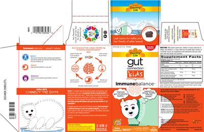 Country Life Gut Connection Kids Immune Balance Sweet & Sour Taste source label used in the packaging illustration