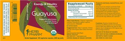Herb Pharm Guayusa source label used in the packaging illustration