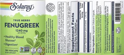 Solaray Fenugreek 1240 mg product packaging