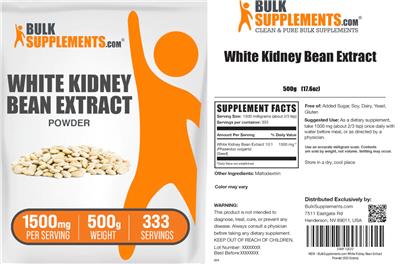 BulkSupplements.com White Kidney Bean Extract Powder 1500 mg product packaging