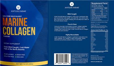 Antler Farms Marine Collagen Unflavored source label used in the packaging illustration