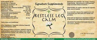 Signature Supplements Restless Leg Calm product packaging