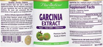 Paradise Garcinia Extract source label used in the packaging illustration