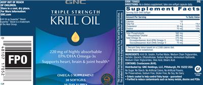 GNC Triple Strength Krill Oil source label used in the packaging illustration
