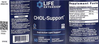 Life Extension CHOL-Support source label used in the packaging illustration