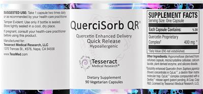 Tesseract Medical Research QuerciSorb QR source label used in the packaging illustration