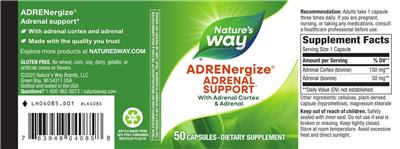 Nature's Way ADRENergize source label used in the packaging illustration
