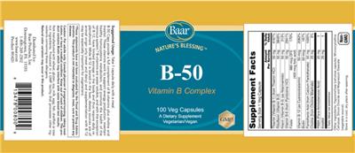 Baar Nature's Blessing B-50 source label used in the packaging illustration