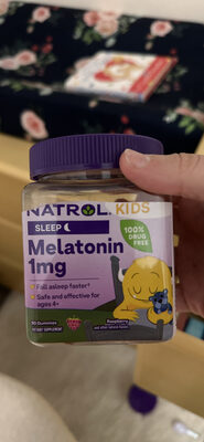 Natrol Kids Melatonin 1 mg Raspberry source label used in the packaging illustration