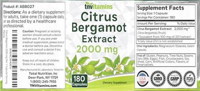 tnvitamins Citrus Bergamot Extract 2000 mg source label used in the packaging illustration