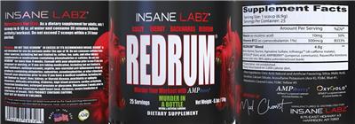 Insane Labz Redrum Murder In A Bottle source label used in the packaging illustration