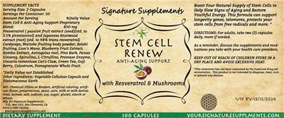 Signature Supplements Stem Cell Renew product packaging