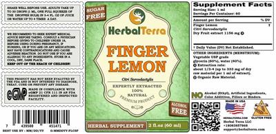 Herbal Terra Lemon Finger Alcohol Free product packaging