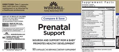 Windmill Prenatal Support source label used in the packaging illustration