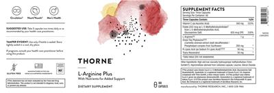 Thorne L-Arginine Plus source label used in the packaging illustration