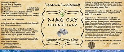 Signature Supplements Mag Oxy Colon Cleanz product packaging