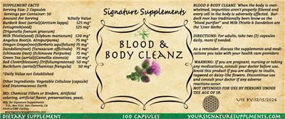 Signature Supplements Blood & Body Cleanse source label used in the packaging illustration