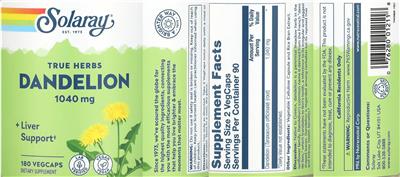Solaray Dandelion 1040 mg product packaging