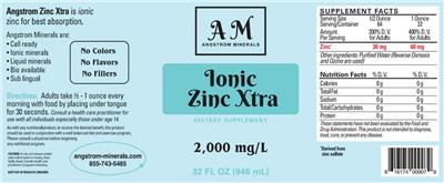 AM Angstrom Minerals Ionic Zinc Xtra source label used in the packaging illustration