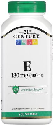 21st Century E 180 mg (400 IU) source label used in the packaging illustration