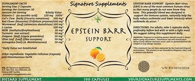 Signature Supplements Epstein Barr Support source label used in the packaging illustration
