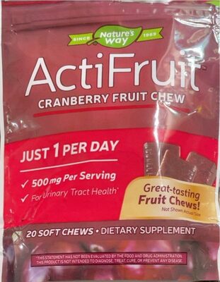 Nature's Way ActiFruit Cranberry Fruit Chew product packaging