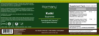 Harmony Nutraceuticals Kutki Supreme source label used in the packaging illustration