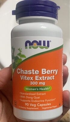 NOW Chaste Berry Vitex Extract 300 mg source label used in the packaging illustration