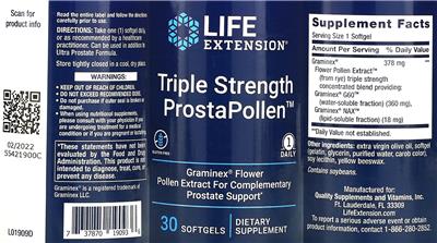 Life Extension Triple Strength ProstaPollen product packaging