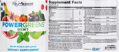 NuMedica Power Greens Refreshing Mint source label used in the packaging illustration