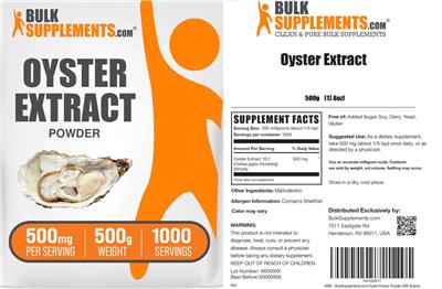 BulkSupplements.com Oyster Extract Powder 500 mg product packaging